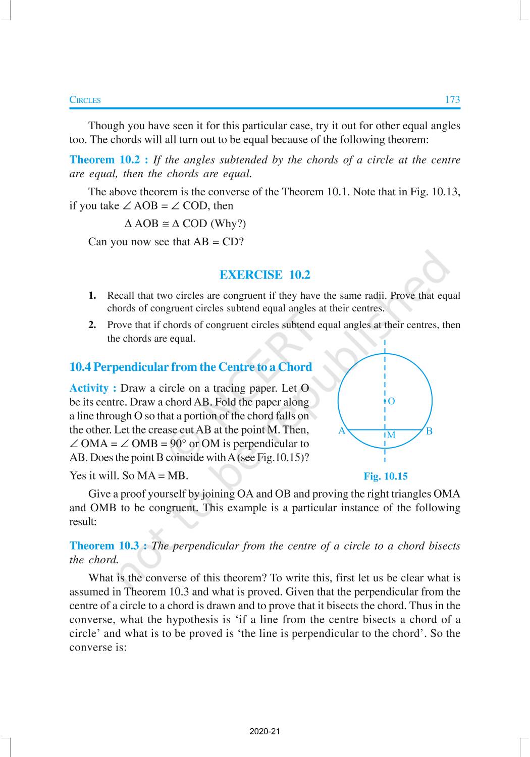 assignment on circles class 9